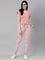 Women Solid Cotton Baby Pink Cuffed Joggers