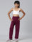 Girls Solid Plum Mid Rise Track Pants