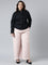 Women Solid Baby Pink High Rise Crepe Wide Pant