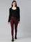 Women Solid Dark Wine Super Stretch Warm Jeggings