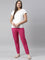 Women Solid Dark Rose Comfort Fit Cotton Pants