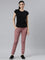 Women Solid Cotton Dusty Pink Cuffed Joggers