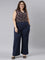 Women Solid Navy Ponte Wide Leg Pants