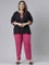 Women Solid Dark Rose Comfort Fit Cotton Pants