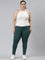 Women Green Cotton Side Stripe Active Leggings