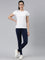 Women Navy Cotton Mid Rise Side Stripe Active Leggings