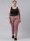 Women Solid Cotton Light Wine Cuffed Joggers