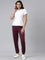 Women Solid Dark Purple Mid Rise Cotton Casual Joggers