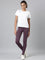 Women Purple Cotton Side Stripe Active Leggings