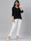 Women Solid White Cotton Mid Rise Kurti Pants