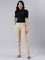 Women Solid Light Beige Cotton Pencil Pant