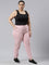 Women Solid Cotton Baby Pink Cuffed Joggers