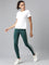 Women Green Cotton Side Stripe Active Leggings