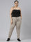 Women Solid Cotton Light Chocolate Cuffed Joggers