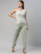 Women Solid Dusty Green Comfort Fit Cotton Pants