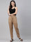 Women Solid Light Brown Comfort Fit Cotton Pants