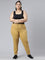 Women Solid Cotton Mustard Cuffed Joggers