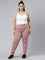 Women Solid Cotton Dusty Pink Cuffed Joggers