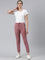 Women Solid Cotton Light Wine Cuffed Joggers