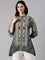 Grey Crepe Kalamkari Print Top