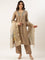 Beige Modal Silk Three Piece Suit Set