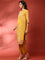 Mustard crepe embroided digital prited three piece suit set