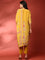 Mustard crepe embroided digital prited three piece suit set