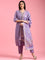 Lavender Viscose Embroidery Three Piece Suit Set