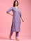 Lavender Viscose Embroidery Three Piece Suit Set