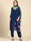 Midnight blue leheriya printed georgette three piece embroidered suit set