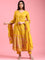Mustard Cotton Embroidery Anarkali Three Piece Suit Set