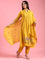 Mustard Chanderi Embroidery Aline Three Piece Suit Set