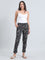 Black Cotton Knit Printed Lounge Pants