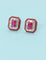 Designer Pink Frame Ruby Crystal Stud Earrings