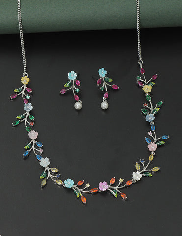 Designer Zirconia Garden Glow Multi-Stone Necklace Set