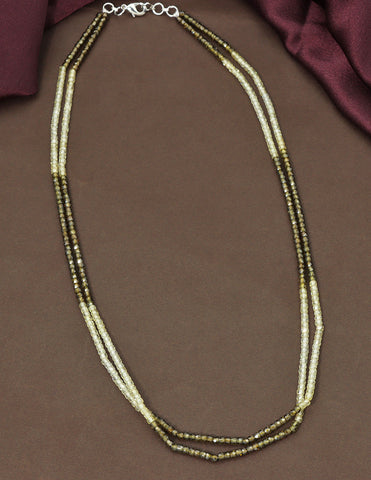 Designer 2-Lines Mehandi Green Cz Beads Mala