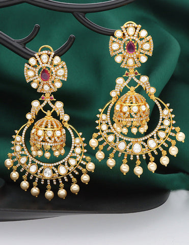 Stunning Designer Zirconia Chandbutta Earrings