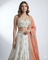Off-White Muslin Silk Lehenga with Hand Jarkan Work & Contrast Organza Dupatta