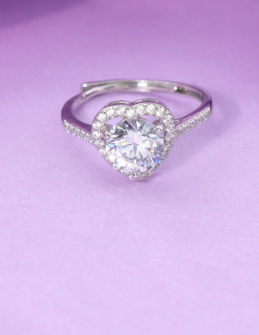 Designer Zirconia Heart Shape Adjustable Finger Ring