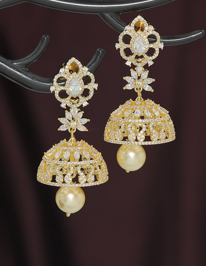 Designer Zirconia Jhumka Earrings