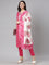 Neerus Pink Regular Straight Striped Kurta And  Trousers With Dupatta