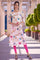 White Floral Printed Straight Pure Cotton Kurta