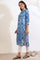 Blue Shibori Printed Dori Embroidered Rayon Twill Straight Kurta