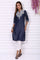 Blue Yarn Dyed Embroidered Yoke Straight Kurta