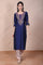 Blue Embroidered Straight Silk Blend Kurta