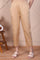 Beige Straight Fit Cotton Blend Slim Pants