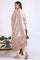 Cream Embroidered Yarn Dyed Straight Kurta, Palazzo and Dupatta Set