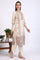 Cream Embroidered Yarn Dyed Straight Kurta, Palazzo and Dupatta Set