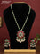 Antique beaded green and pearl necklace with a floral pendant, jadau kundan stones, and pearl & bead hangings