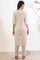 Beige Printed Cotton Blend Straight Kurta & Trousers Set